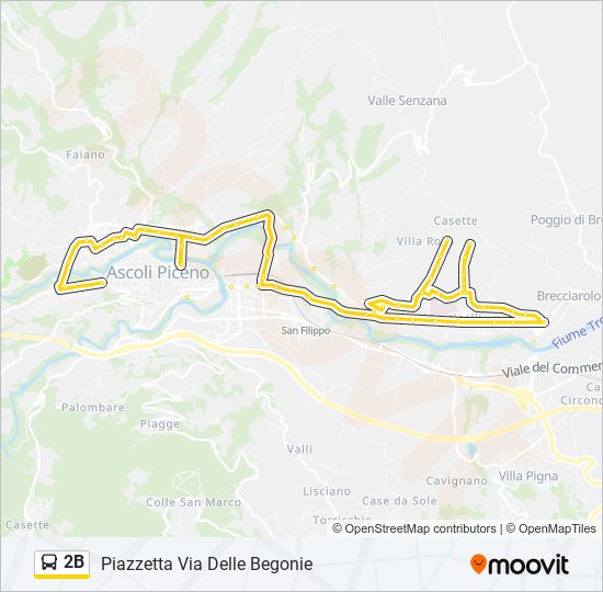 Percorso linea bus 2B