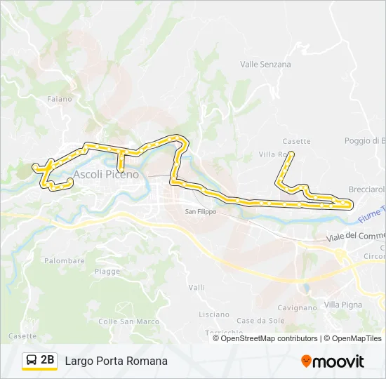 Percorso linea bus 2B