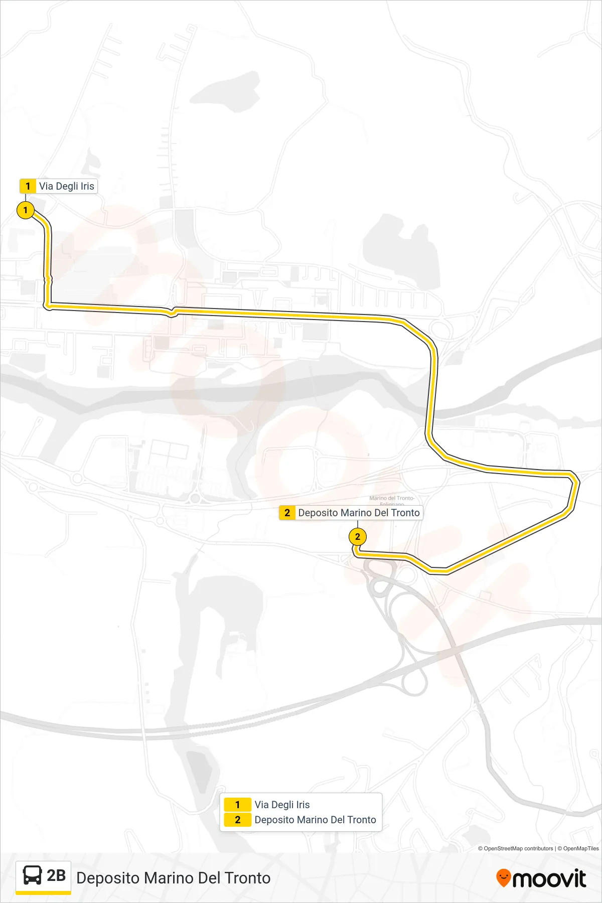 2B bus Line (Marino Del Tronto Depot) route and stops on a map