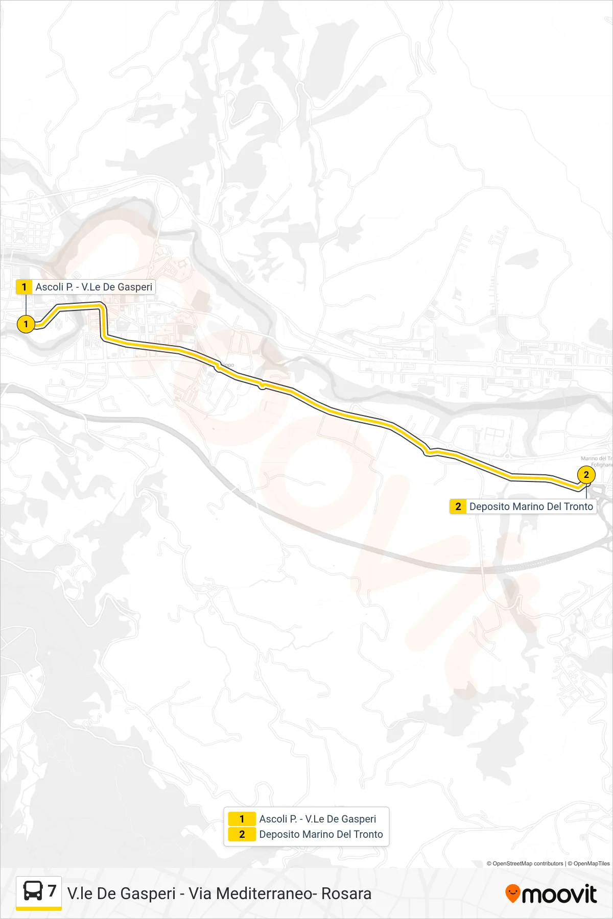 Linea 7 bus (Deposito Marino Del Tronto) - Percorsi e fermate sulla mappa