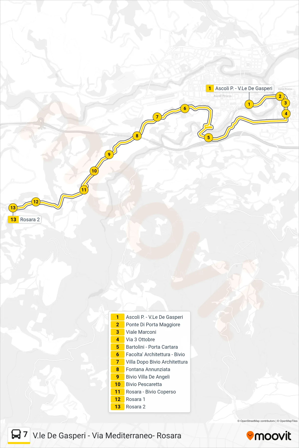 Linea 7  bus (Rosara 2) - Percorsi e fermate sulla mappa