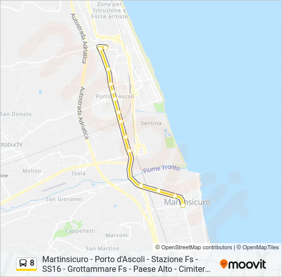 Percorso linea bus 8