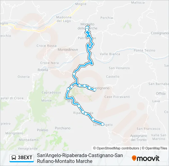 38EXT Bus Line Map