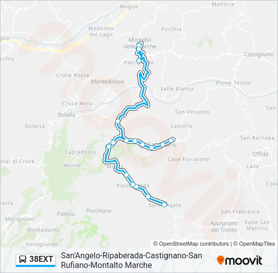 38EXT Bus Line Map