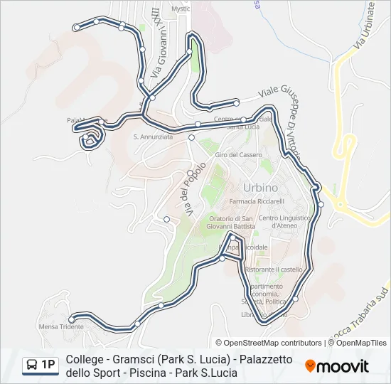 Percorso linea bus 1P