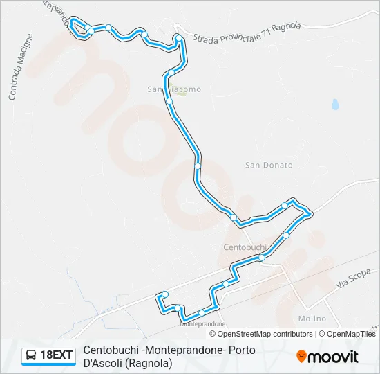 Percorso linea bus 18EXT