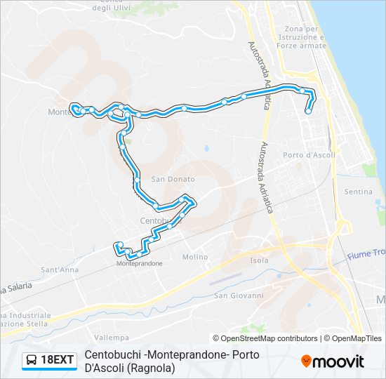 18EXT Bus Line Map