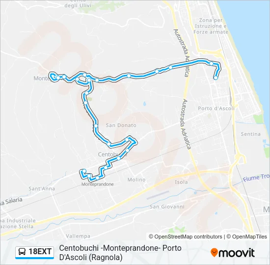 18EXT Bus Line Map