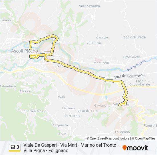 Percorso linea bus 3