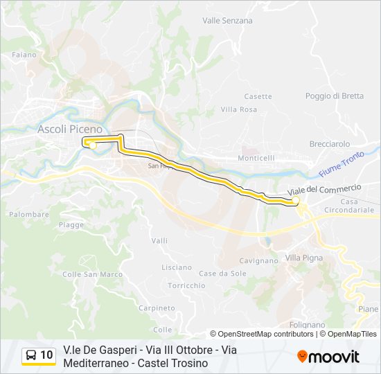 Percorso linea bus 10