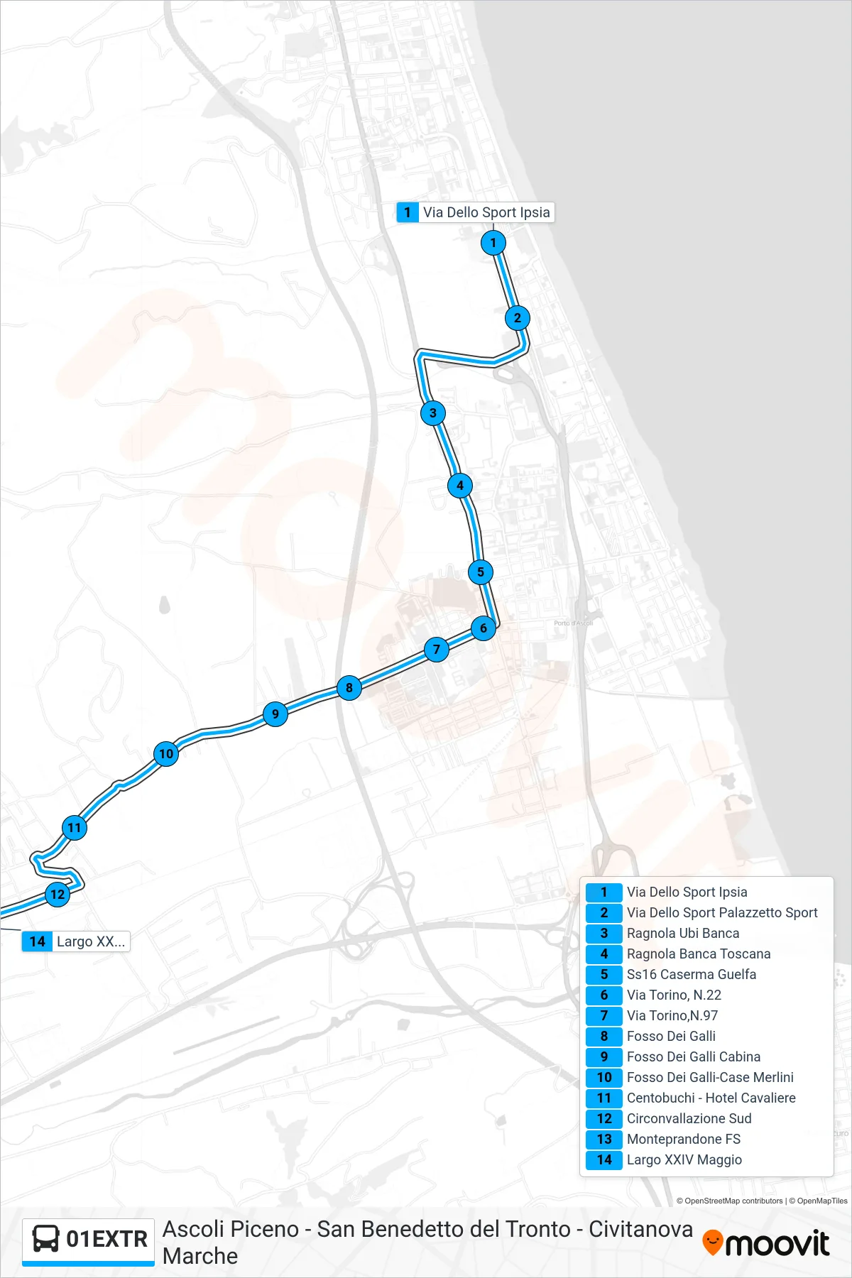 Linea 01EXTR bus (Largo XXIV Maggio) - Percorsi e fermate sulla mappa