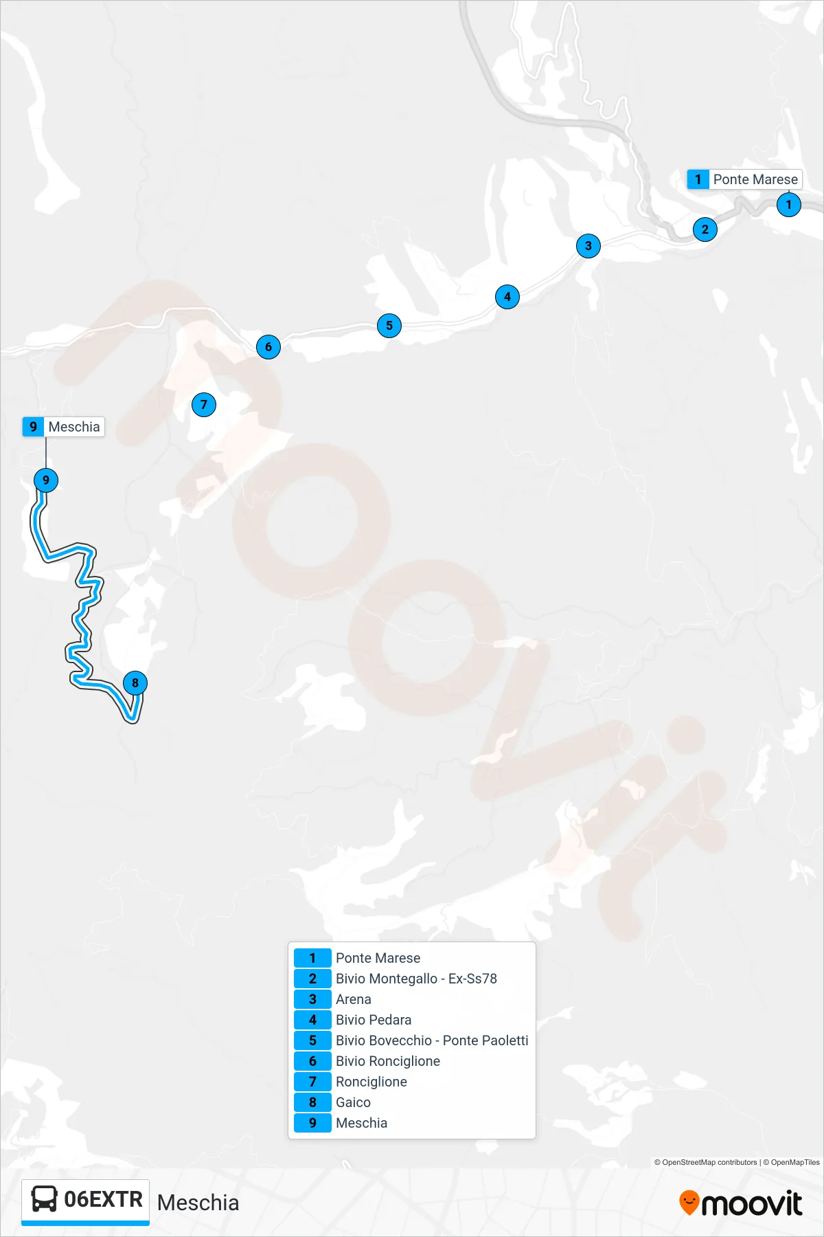 Linea 06EXTR bus (Meschia) - Percorsi e fermate sulla mappa