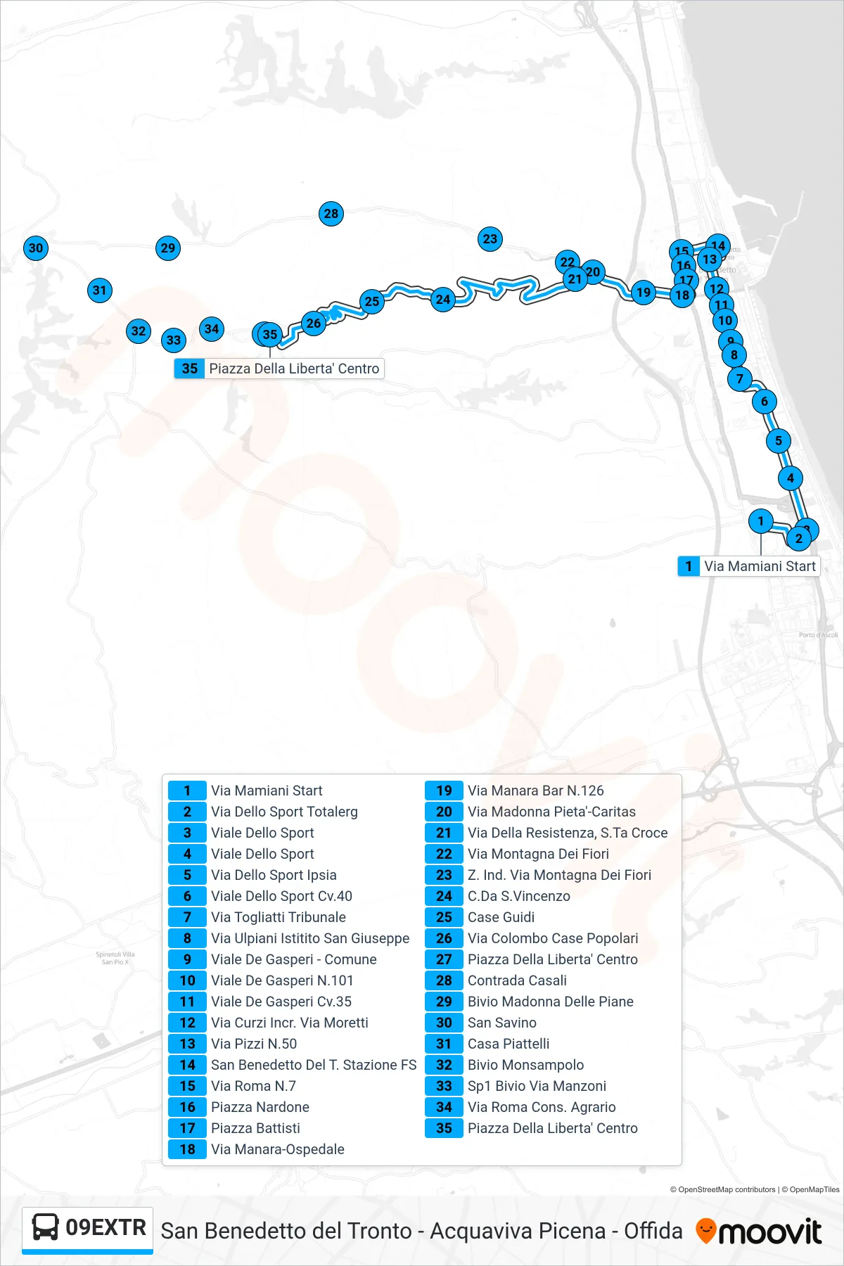 Linea 09EXTR bus (Piazza Della Liberta' Centro) - Percorsi e fermate sulla mappa