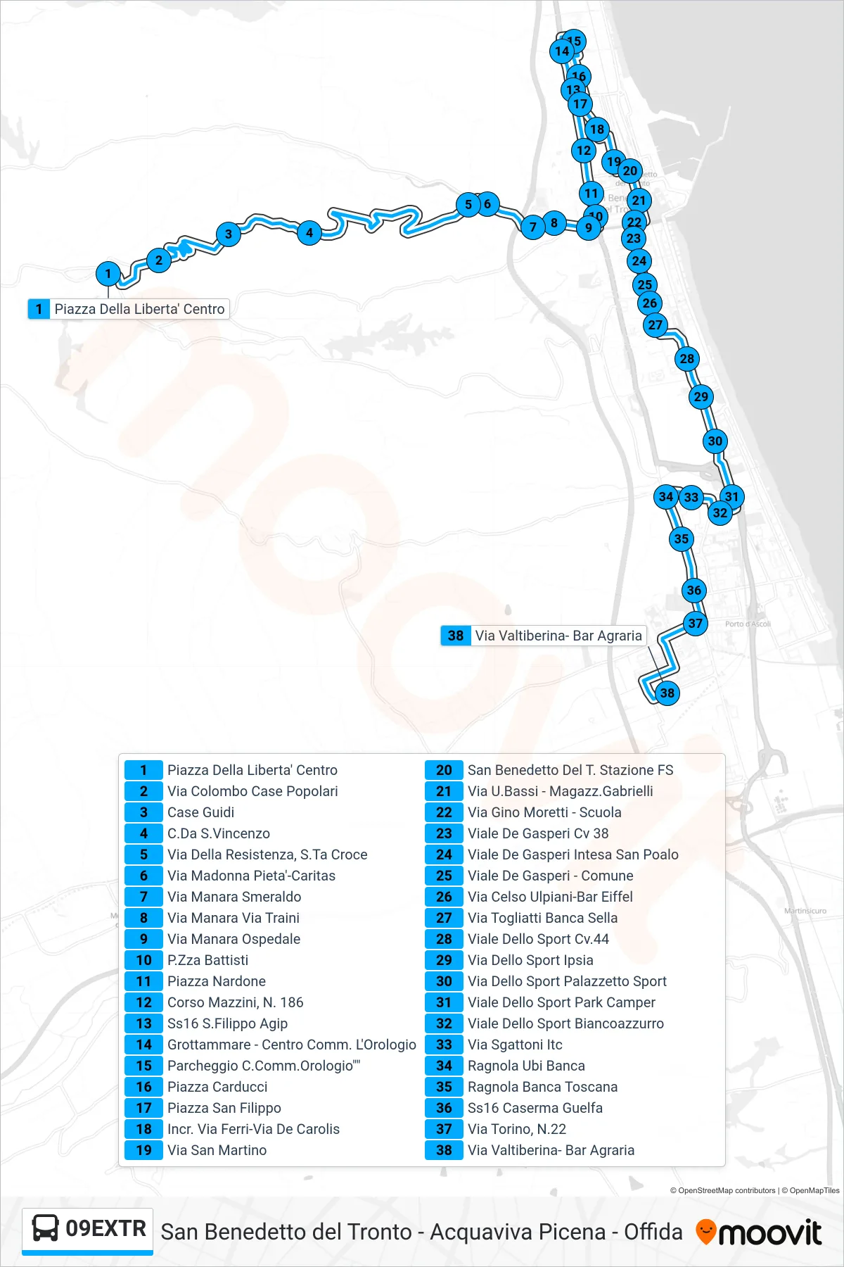 Linea 09EXTR bus (Via Valtiberina- Bar Agraria) - Percorsi e fermate sulla mappa