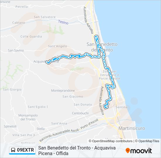 Percorso linea bus 09EXTR