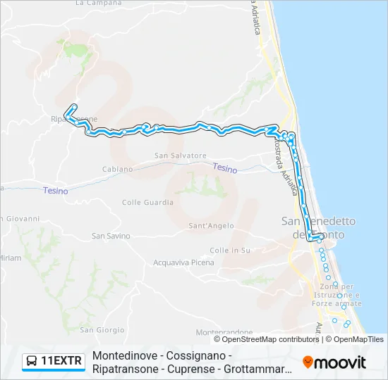 11EXTR Bus Line Map