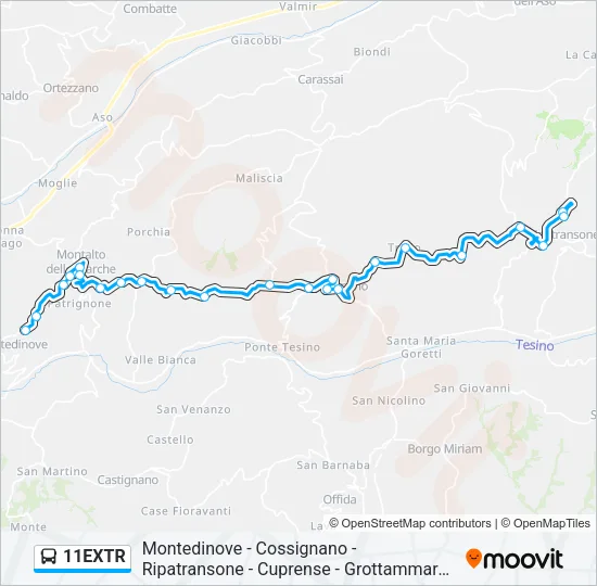 11EXTR Bus Line Map
