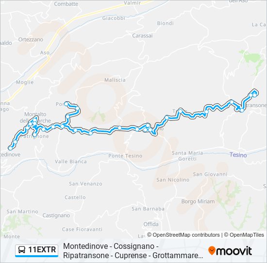 Percorso linea bus 11EXTR