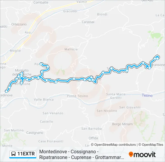 11EXTR Bus Line Map