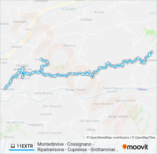 Percorso linea bus 11EXTR