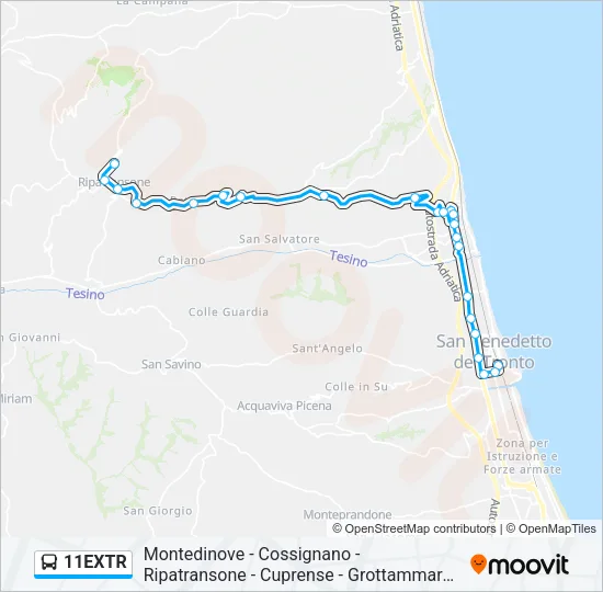 11EXTR Bus Line Map