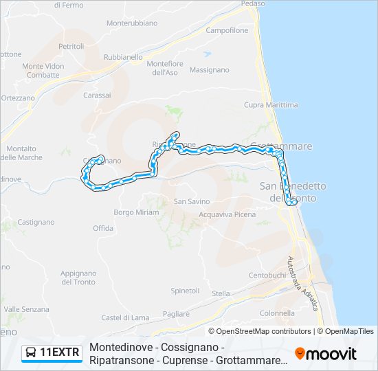 Percorso linea bus 11EXTR