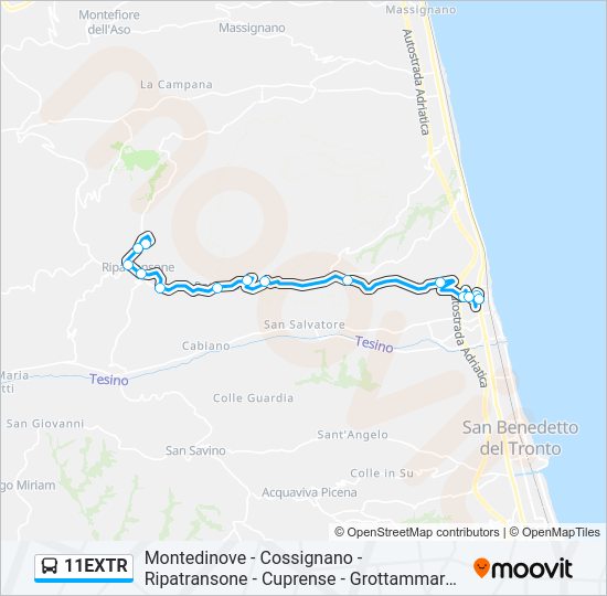 Percorso linea bus 11EXTR