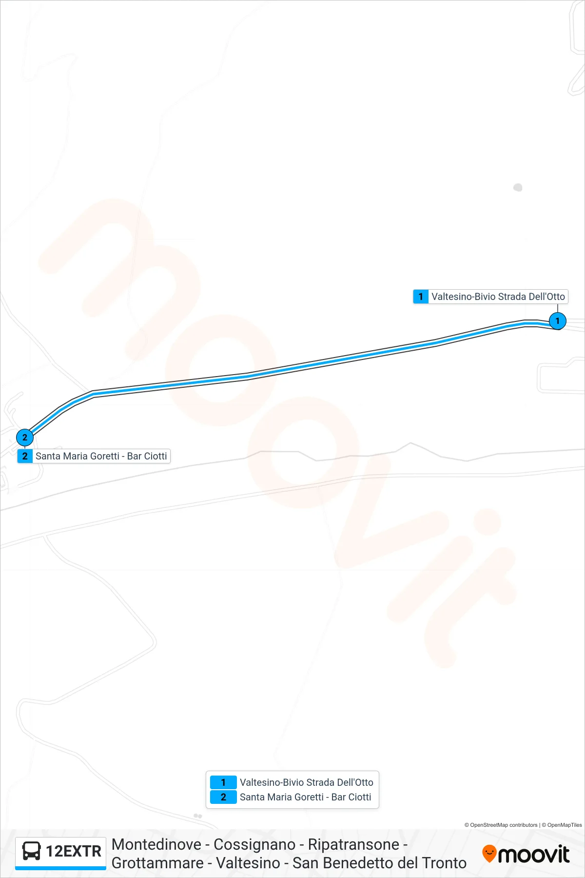 Linea 12EXTR bus (Santa Maria Goretti - Bar Ciotti) - Percorsi e fermate sulla mappa