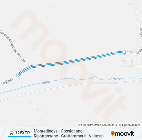 12EXTR Bus Line Map
