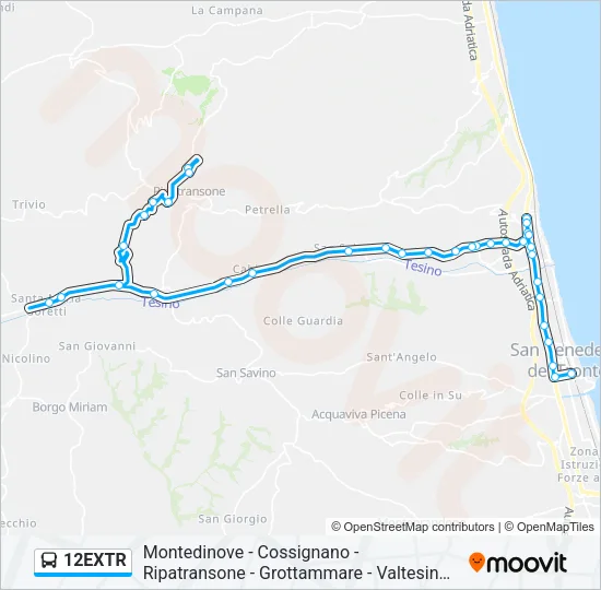 12EXTR Bus Line Map