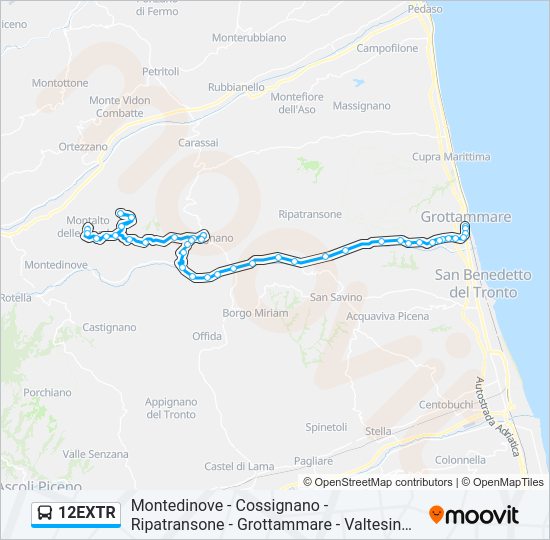 Percorso linea bus 12EXTR