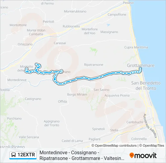 12EXTR Bus Line Map