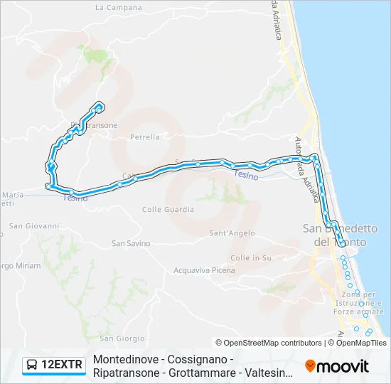 12EXTR Bus Line Map