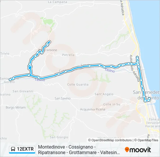 12EXTR Bus Line Map