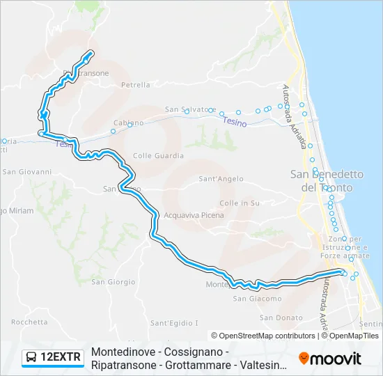 12EXTR Bus Line Map