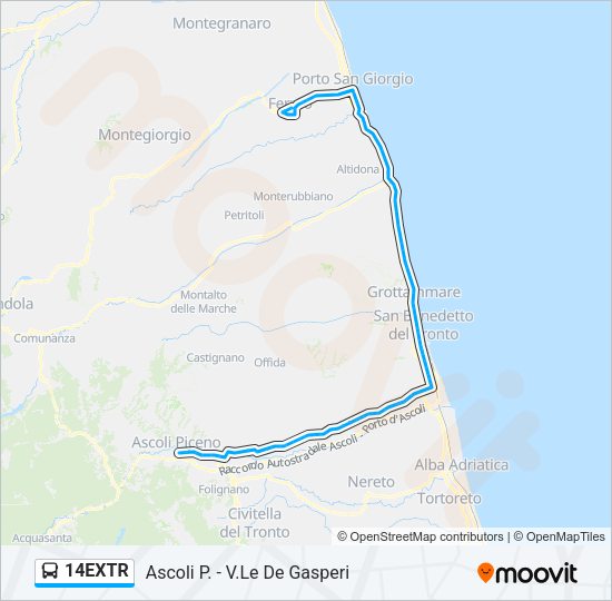 14EXTR Bus Line Map