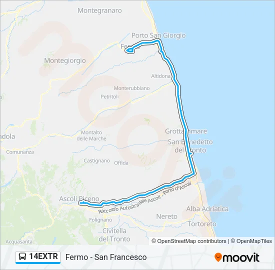 14EXTR Bus Line Map