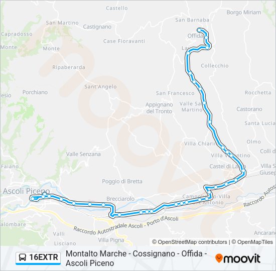 16EXTR Bus Line Map