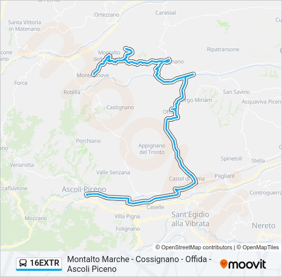 16EXTR Bus Line Map