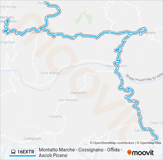 16EXTR Bus Line Map