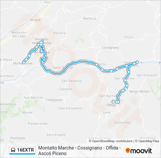 16EXTR Bus Line Map