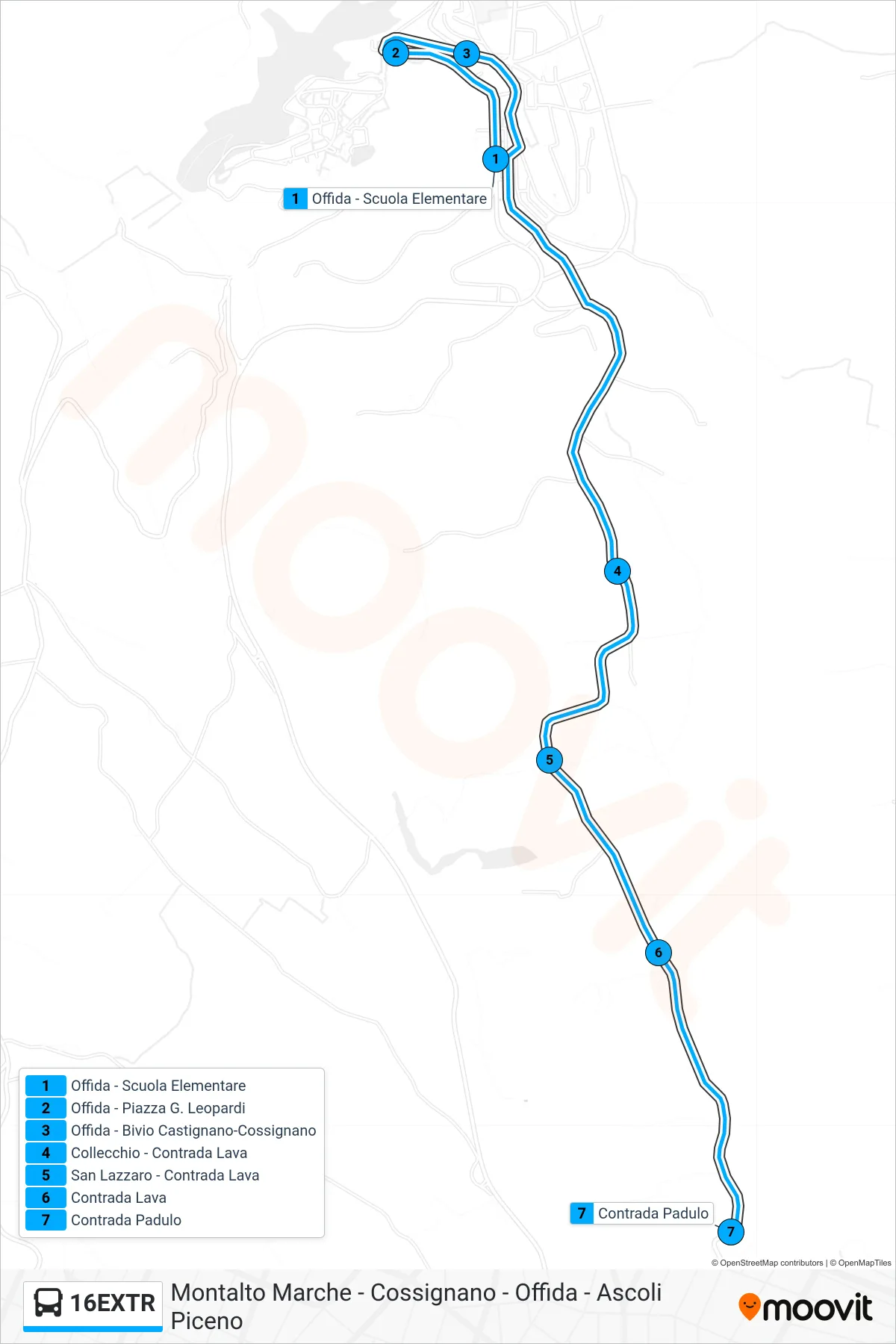 Linea 16EXTR bus (Contrada Padulo) - Percorsi e fermate sulla mappa