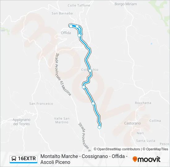 16EXTR Bus Line Map