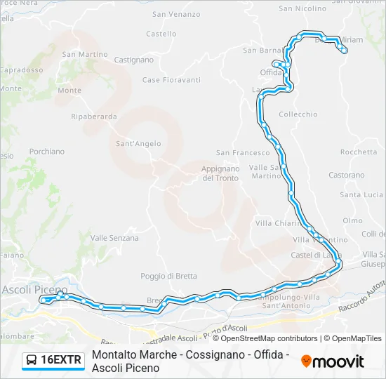 16EXTR Bus Line Map