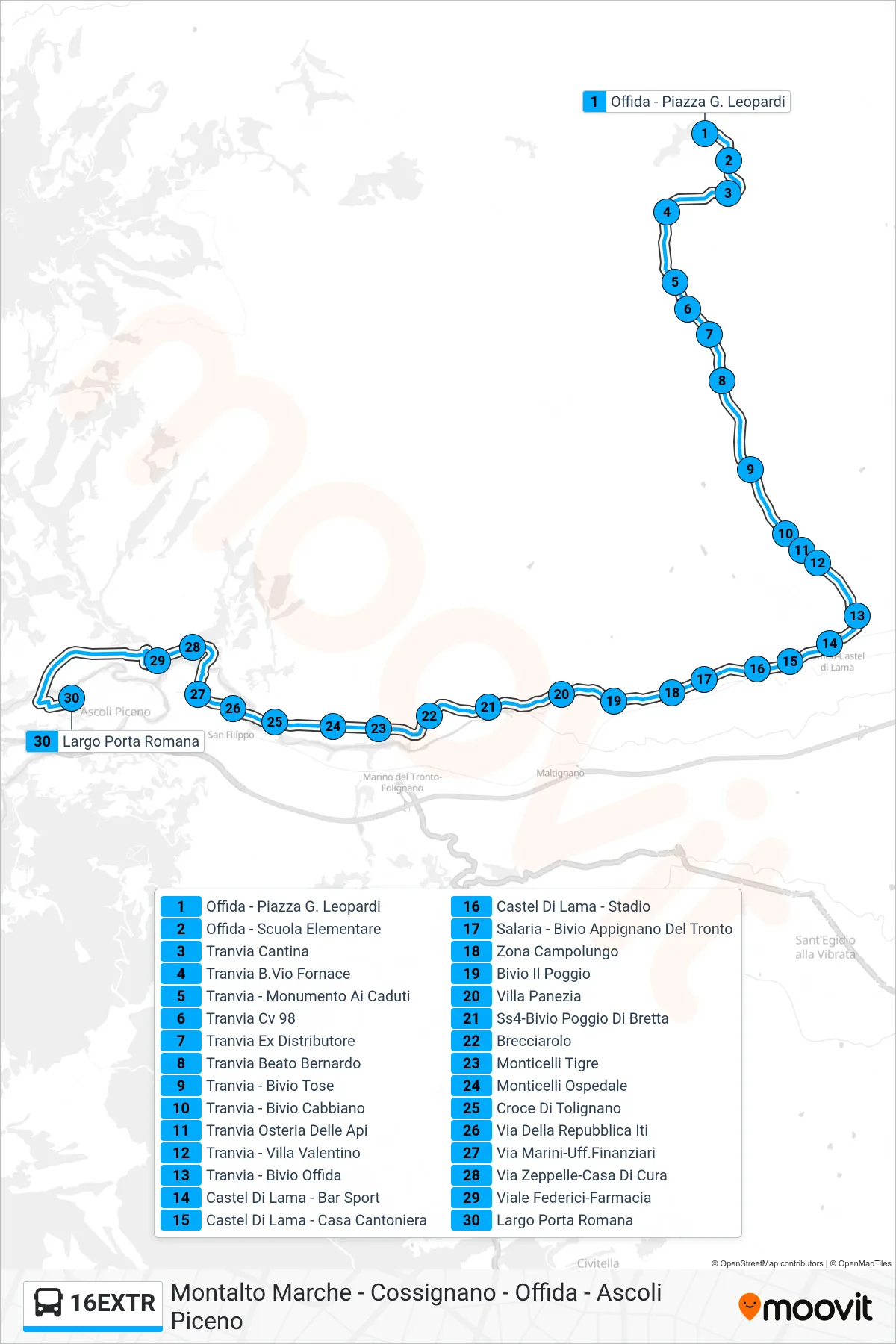 Linea 16EXTR  bus (Largo Porta Romana) - Percorsi e fermate sulla mappa