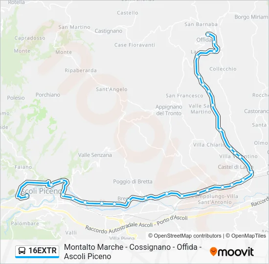 16EXTR Bus Line Map