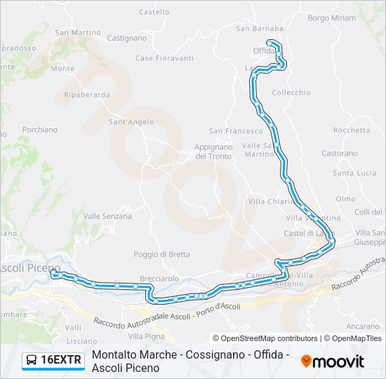 16EXTR Bus Line Map