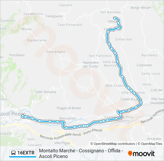 16EXTR Bus Line Map