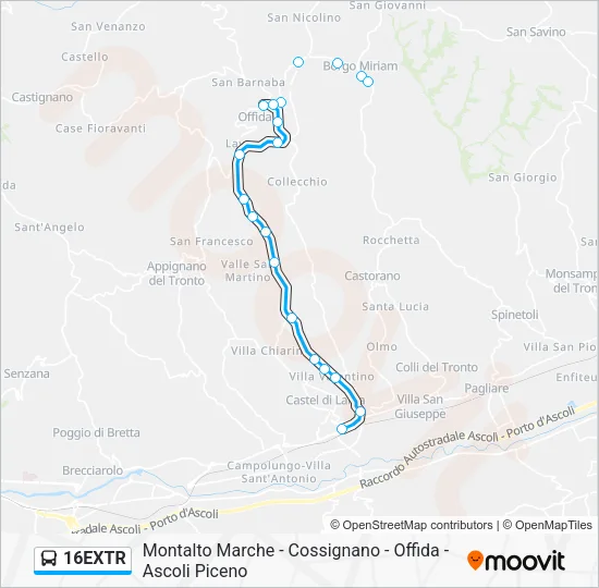 16EXTR Bus Line Map