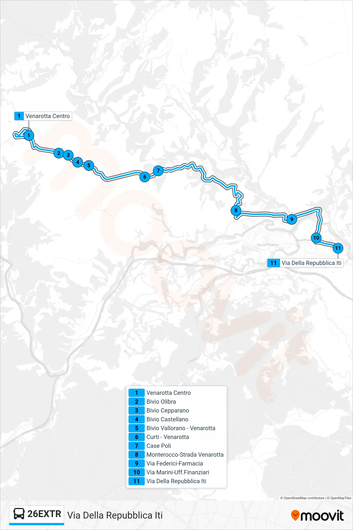 Linea 26EXTR bus (Via Della Repubblica Iti) - Percorsi e fermate sulla mappa